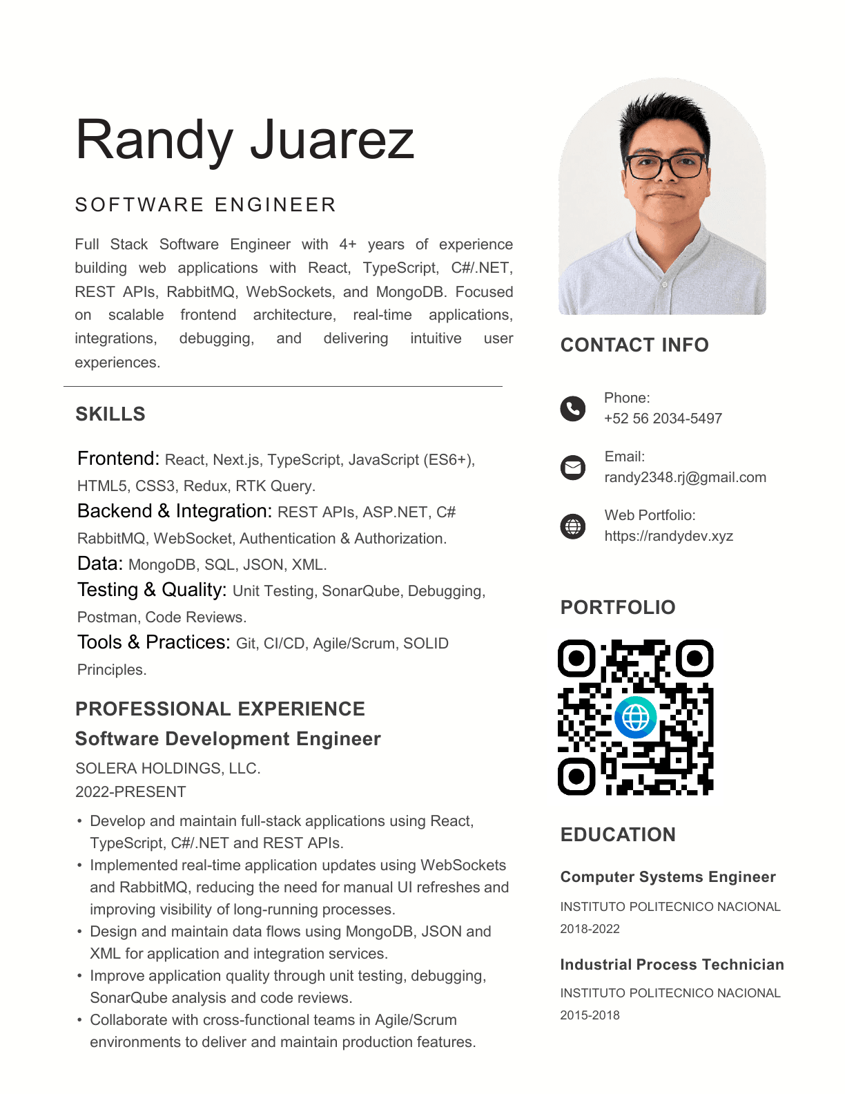 Full-page preview of the Visual CV