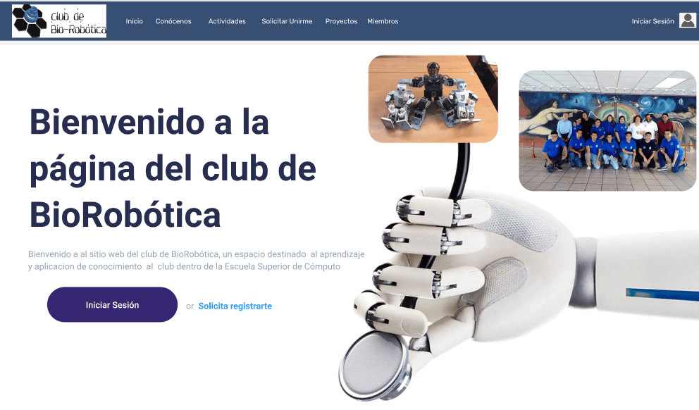 Club Management Web Application, view 1